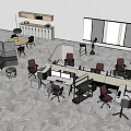 Modern Conference Room Interior With Meeting Tables Office Chairs And Workstations