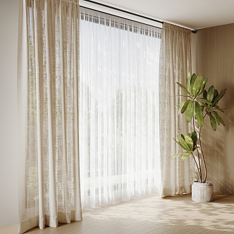 Modern Window Screen Curtain 3d model