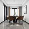 Modern Living Dining Room Interior Design With TV Wall Round Mirror Sofa And Tile Floor