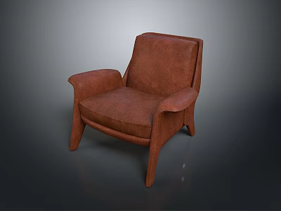 Modern Brown Leather Armchair With Comfortable Design And Sturdy Legs 3d model