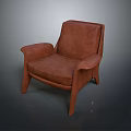 Modern Brown Leather Armchair With Comfortable Design And Sturdy Legs