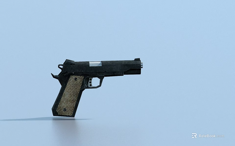 Black Pistol With Brown Textured Grip And Modern Design For Tactical Use 3d model 