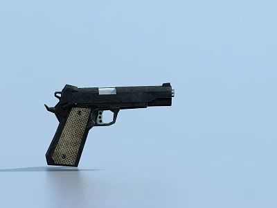Black Pistol With Brown Textured Grip And Modern Design For Tactical Use 3d model