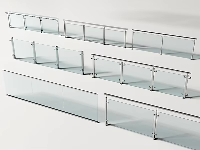 Modern Railing Glass Railing Guardrail Glass Guardrail Balcony Guardrail Fence Balcony Railing 3d model