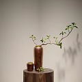 Elegant Bonsai Potted Plant in Wooden Vase with Small Pot on Wooden Stand