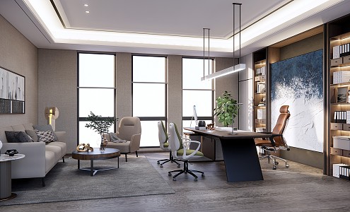 modern office general manager office 3d model