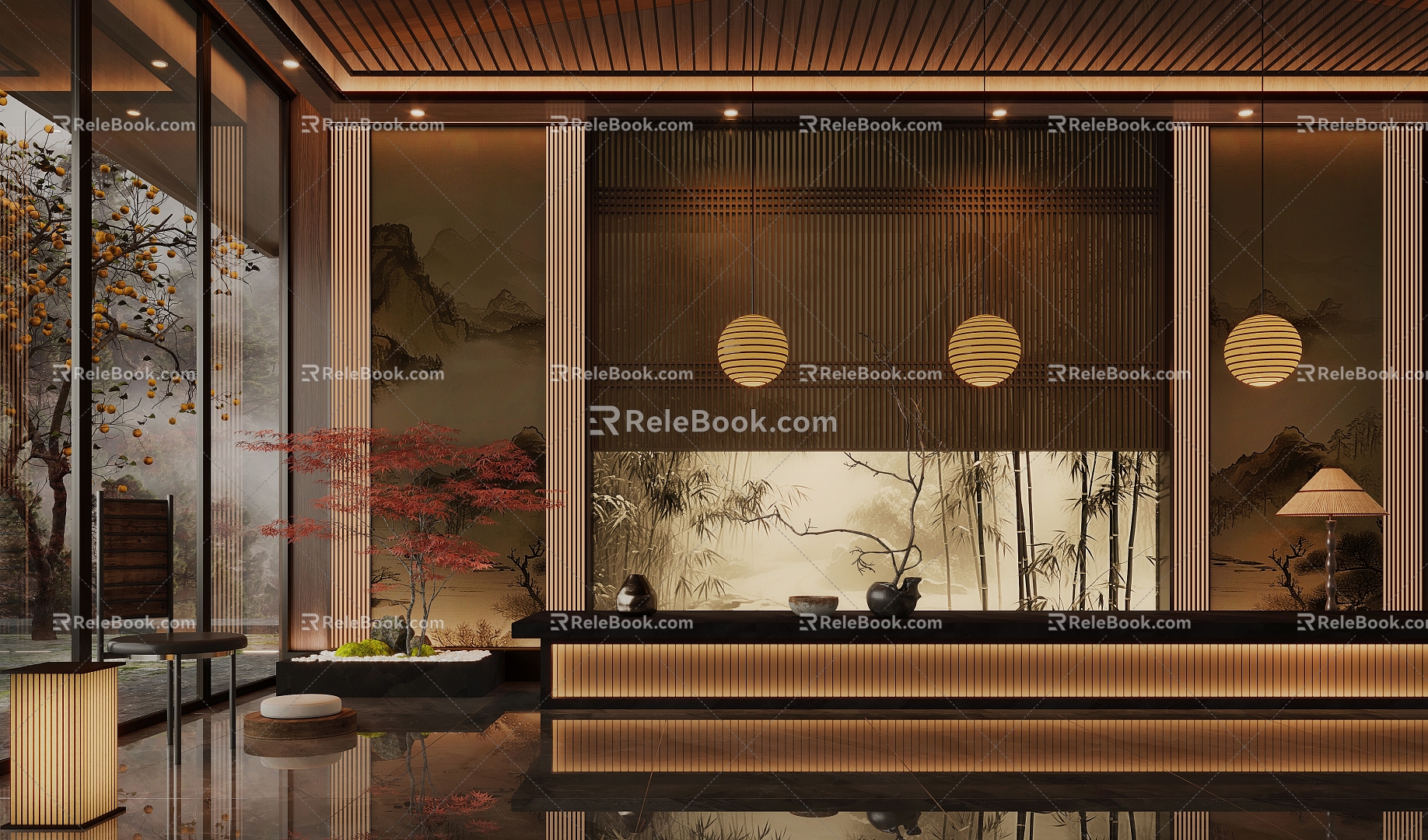 New Chinese Tea Restaurant Tea House Reception Tea Room Restaurant Chinese Restaurant Zen Tea Restaurant 3d model