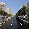 Perspective of subgrade of two-way six-lane middle-interval guardrail 3d model