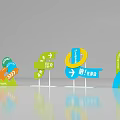 Modern Colorful Directional Guide Signs With Arrows And Various Shapes