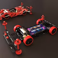 Red Electric Toy Racing Cars With Aerodynamic Design And Decorative Red Posts