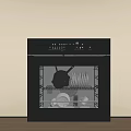 Modern Black Kitchen Appliance With Dishes And Utensils Inside View