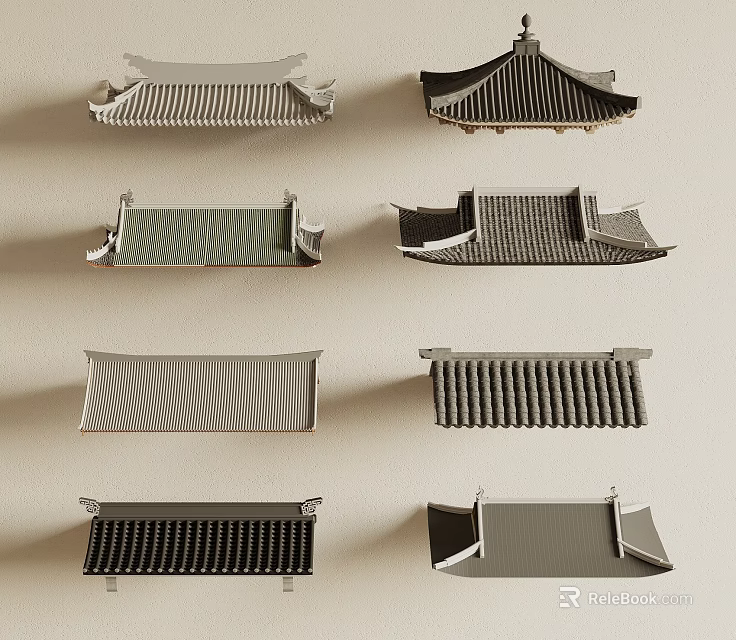 Traditional Chinese Architectural Roof Components With Various Classic Styles And Designs 3d model 