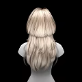 Game Movie Female Character 3D Model with Long Blonde Hair Upper Body on Black Background