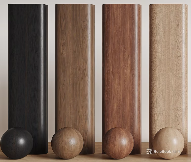 Wooden Wall Paneling In Various Colors Showcase For Home Interior Design 3d model 