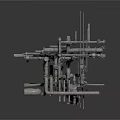 Industrial Equipment With Complex Piping System And Metal Structural Components Layout
