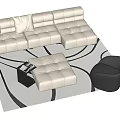 Modern White Sofa and Coffee Table Set With Black Accent Chair and Patterned Rug