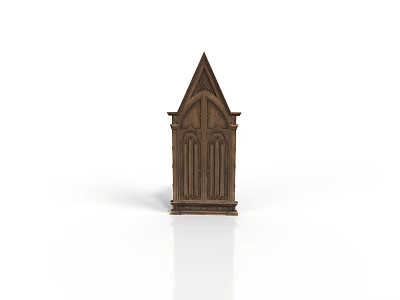 Gothic Style Wooden Architectural Decorative Component With Pointed Top And Arched Panels 3d model