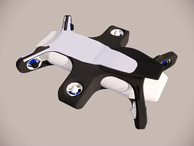 Black And White Quadcopter Drone With Four Rotors And Frame Components 3d model