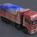 Red Dongfeng Daliu Dump Truck With Blue Tarpaulin And Senfeng Freight Logo