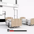 Medical Equipment With Suspended Arm And Wooden Headboard Hospital Beds