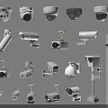 Various Security Surveillance Cameras Including Dome Bullet And Wall Mount Models 3d model