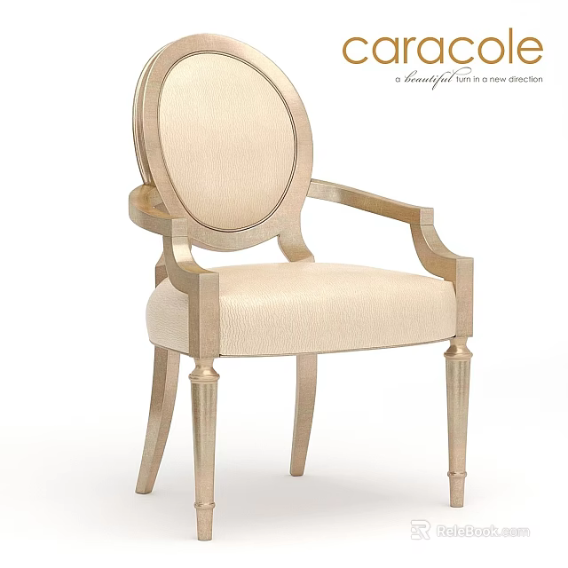 Elegant Upholstered Stool With Armrests Light Beige Seat And Wooden Frame Design 3d model 