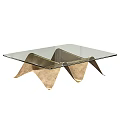 Modern Dining Table With Glass Top And Unique Metal Base Design 3d model