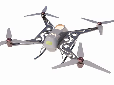 Smart Machine Drone With Four Propellers And Metal Frame Design 3d model