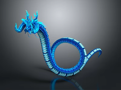 Blue Dragon Game Movie Character With Serpentine Form And Scaled 3D Model Design 3d model