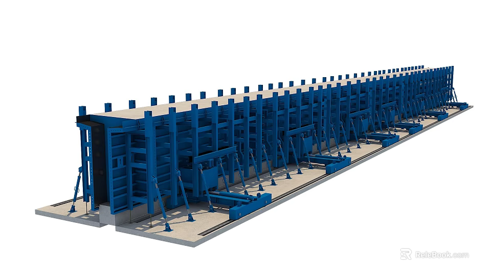 Blue Steel Building Formwork Components With Support Structures For Wall Construction 3d model