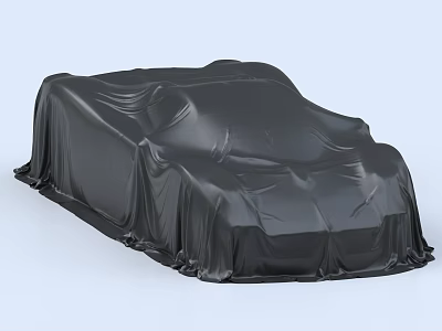 Car Covered With Black Protective Cloth For Vehicle Protection And Dust Prevention 3d model