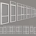 Modern Casement Windows With White Frames In Various Sizes And Styles 3d model