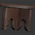 Handcrafted Red Wooden Stool With Round Top Intricate Carved Pattern And Three Legs