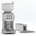 Silver Electric Coffee Grinder With Digital Display Control Buttons And Coffee Beans Container 3d model