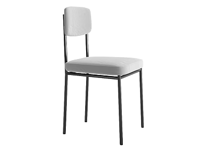 Modern Minimalist Single Chair With White Upholstered Seat Backrest And Black Metal Legs 3d model