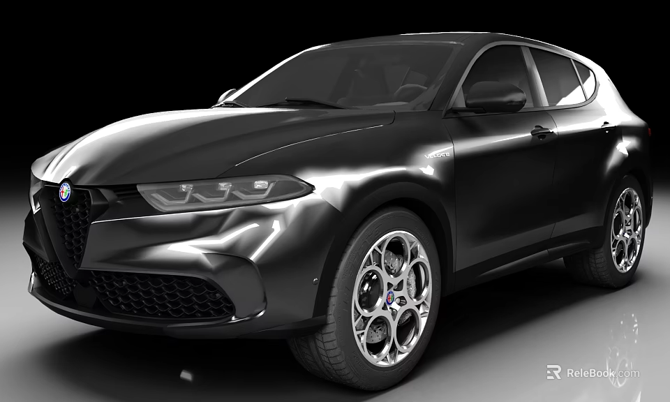 Black SUV Car With Modern Sporty Design Front Grille And Alloy Wheels 3d model 