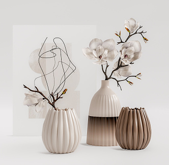 Modern Vase Ornaments Combination 3d model