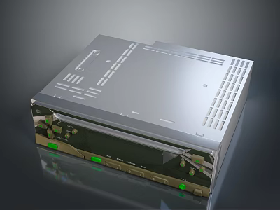 Modern Silver Computer Chassis With Ventilation Holes Ports And Indicator Lights 3d model