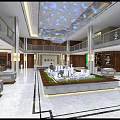 Modern Sales Office Interior With Spacious Layout Wooden Decor Grey Yellow Chairs And Pendant Lights