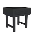 Modern Black Bedside Table With Woven Panel Drawer And Sturdy Legs Design 3d model
