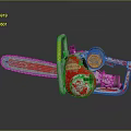 GRIZZLY Chainsaw With Red Body And Silver Components Including Chain And Engine