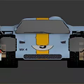 Light Blue Vintage Race Car With Yellow Stripes Number 9 And Red Wheels