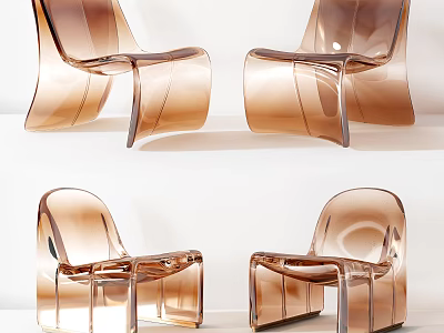 Modern Transparent Acrylic Single Sofa With Sleek Curved Lines And Amber Finish Design 3d model