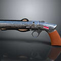 Shiny Silver Revolver Featuring Brown Grip And Black Barrel Parts