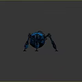 Blue Metallic Robotic Spider With Mechanical Legs And Shiny Surface Design