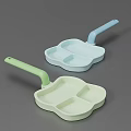 Petal Shaped Sectioned Kitchenware Plates With Light Green And Blue Handles 3d model