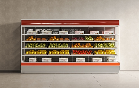 Refrigerated Cabinet Fresh-keeping Cabinet Display Cabinet Fruit Shelf Display Cabinet Supermarket Shelf Fruit Peach Apple Banana 3d model