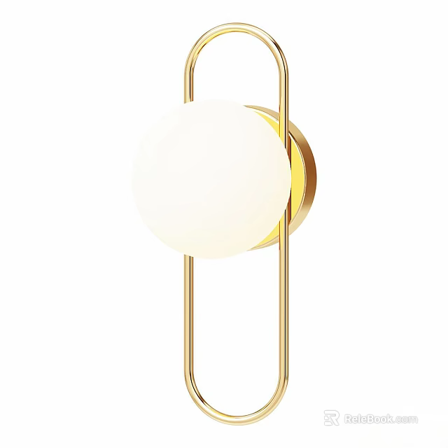 Modern Gold Frame Wall Lamp With White Round Lampshade For Indoor Decor 3d model 