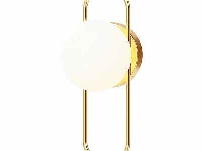 Modern Gold Frame Wall Lamp With White Round Lampshade For Indoor Decor 3d model