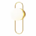 Modern Gold Frame Wall Lamp With White Round Lampshade For Indoor Decor